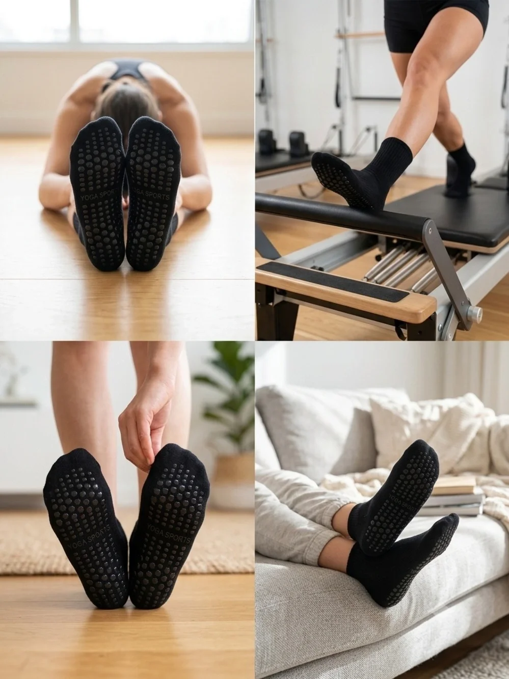 2 Pairs of Non-Slip Grip Socks